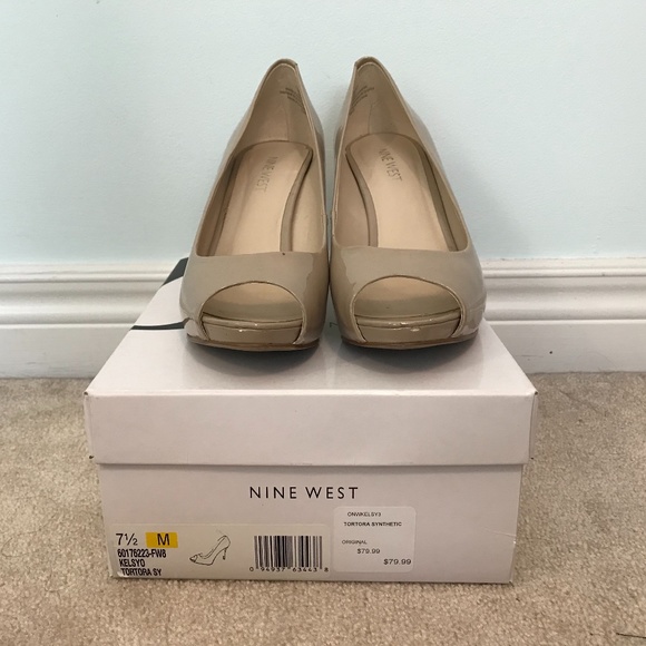Nine West Kelsyo Peep Toe Heels, Nude, 7.5M - Picture 2 of 6